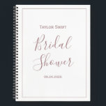 Rose Gold Bridal Shower Gift List Notebook<br><div class="desc">Organise your bridal shower with elegance using this Minimalist Rose Gold Bridal Shower Gift List Notebook. Featuring a sophisticated rose gold design, this notebook is perfect for tracking gifts, guest names, and thank-you notes. Its simple yet chic style makes it a perfect match for any modern bridal shower. Whether you're...</div>