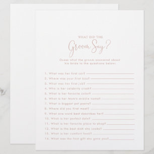 Rose Gold Bridal Shower What did the Groom Say