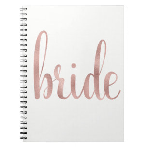 Rose gold bride notebook, foil font notebook