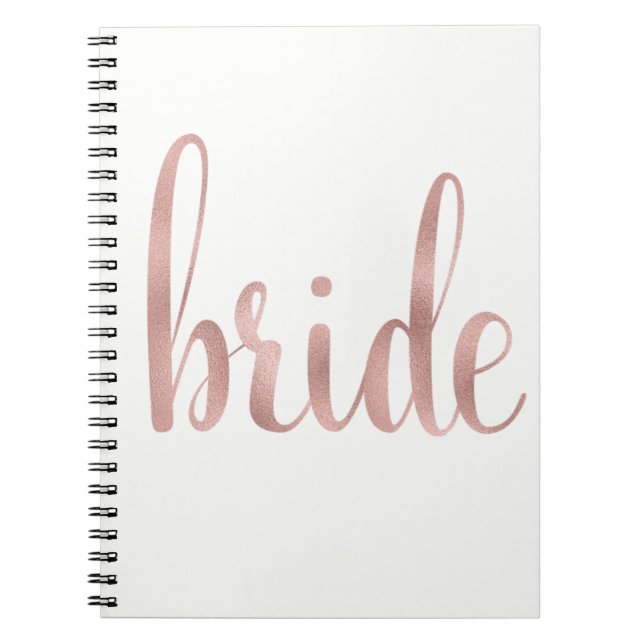 Rose gold bride notebook, foil font notebook (Front)