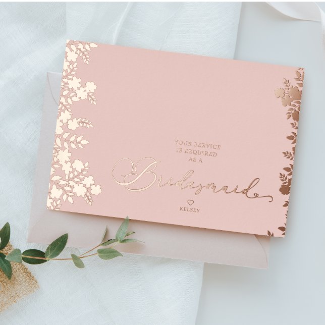 Rose Gold Bridesmaid Proposal Botanical Frame Real (Creator Uploaded)