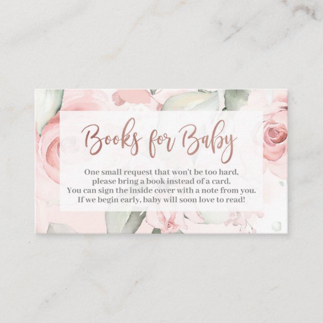 Rose gold Bring a book for baby girl Enclosure Card (Front)