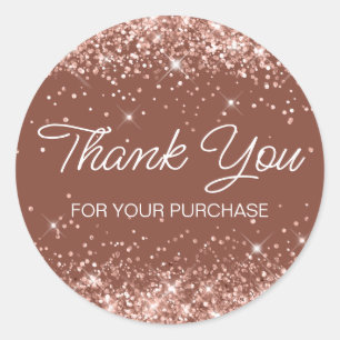 Rose Gold Bronze Glitter Terracotta Clay Thank You Classic Round Sticker