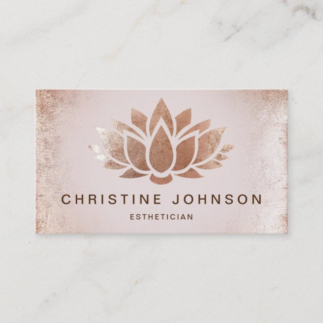 rose gold brown lotus flower business card (Front)