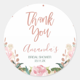 Rose Gold Brunch Bubbly Bridal Shower Favour Classic Round Sticker