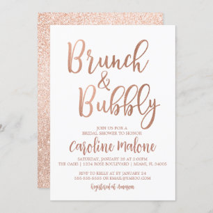 Rose Gold Brunch & Bubbly Bridal Shower Invitation