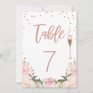 Rose Gold Brunch Bubbly Bridal Shower Table Number