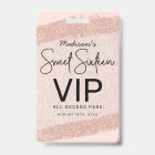Rose Gold Brush Glitter Sweet 16 Invitation VIP