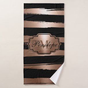 Rose Gold Brush Stripes Bath Towel Set