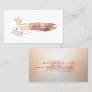 Rose Gold Brush Stroke Bakery Pastry Hand Tools  Business Card