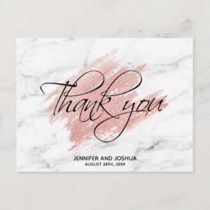 Rose Gold Brush Stroke Wedding Thank You   PHOTO Postcard