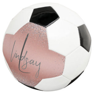 Rose Gold Brushed Metal Glitter Monogram   Football