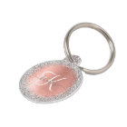 Rose Gold Brushed Metal Glitter Monogram Name