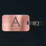 Rose Gold Brushed Metal Monogram Name and Initial Luggage Tag<br><div class="desc">Rose Gold } Blush Pink Brushed Metal Foil Monogram Name and Initial Luggage Tag. This bag tag is perfect for Back to School,  Work,  or Travelling.</div>