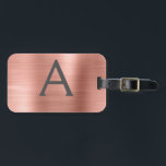 Rose Gold Brushed Metal Monogram Name and Initial Luggage Tag<br><div class="desc">Rose Gold } Blush Pink Brushed Metal Foil Monogram Name and Initial Luggage Tag. This bag tag is perfect for Back to School,  Work,  or Travelling.</div>