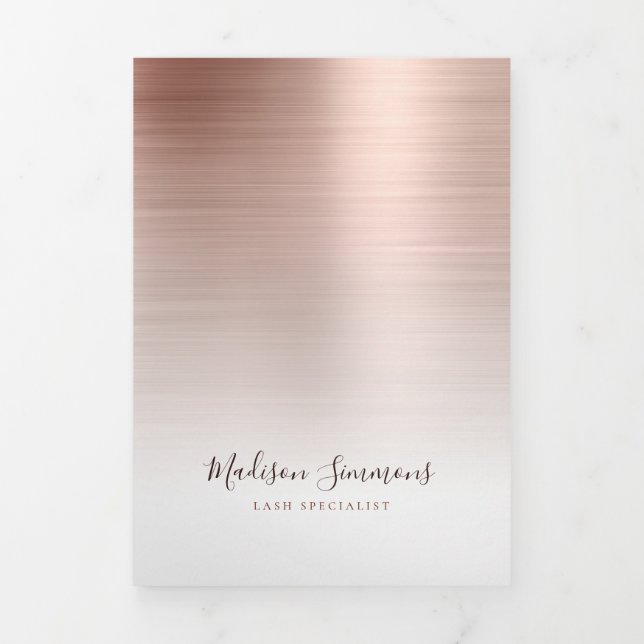 Rose Gold Brushed Metal Monogram Script Brochure (Cover)