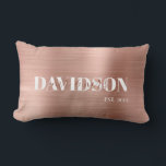 Rose Gold Brushed Metal Personalise Wedding Lumbar Cushion<br><div class="desc">Rose Gold Brushed Metal Personalise Wedding/Anniversary Lumbar Pillow.</div>