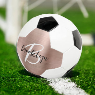 Rose Gold Brushed Metal Script Monogram Football