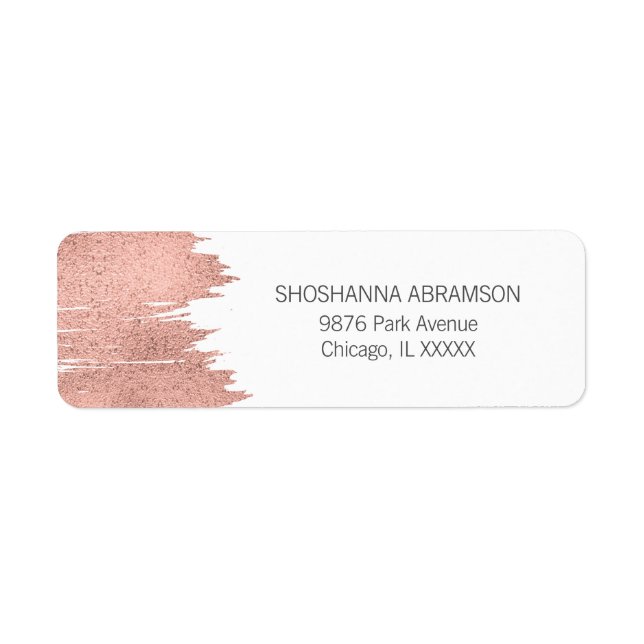 Rose Gold Brushstroke Bat Mitzvah Address Label (Front)