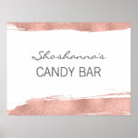 Rose Gold Brushstroke Bat Mitzvah Candy Bar Poster<br><div class="desc">A faux simulated rose gold foil brushstroke design. Personalise the custom text above. You can find additional coordinating items in our "Rose Gold Brushstroke Bat Mitzvah" collection.</div>