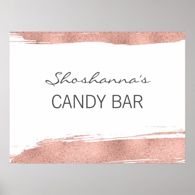 Rose Gold Brushstroke Bat Mitzvah Candy Bar Poster (Front)