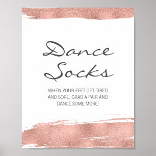 Rose Gold Brushstroke Bat Mitzvah Dance Socks Sign