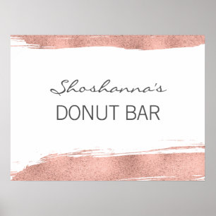 Rose Gold Brushstroke Bat Mitzvah Doughnut Bar Poster