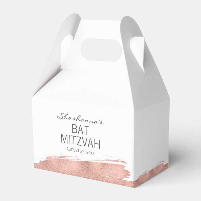 Rose Gold Brushstroke Bat Mitzvah Favour Box (Front Side)