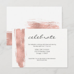 Rose Gold Brushstroke Bat Mitzvah Reception Card