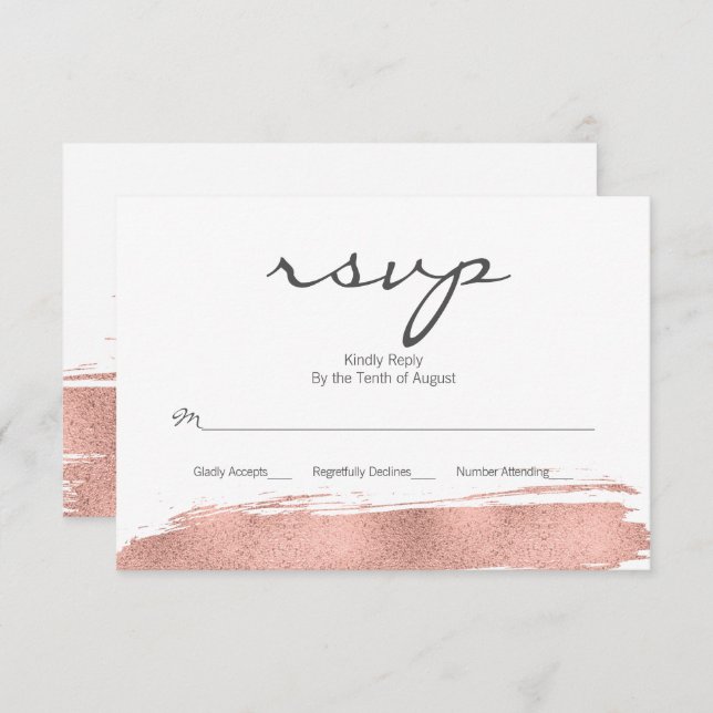Rose Gold Brushstroke Bat Mitzvah RSVP Card (Front/Back)
