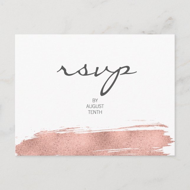 Rose Gold Brushstroke Bat Mitzvah RSVP Postcard (Front)
