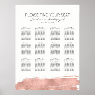 Rose Gold Brushstroke Bat Mitzvah Seating Chart