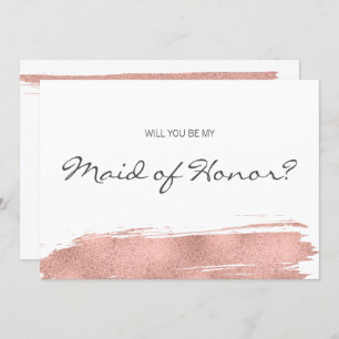 Rose Gold Brushstroke Be My Maid of Honour Card