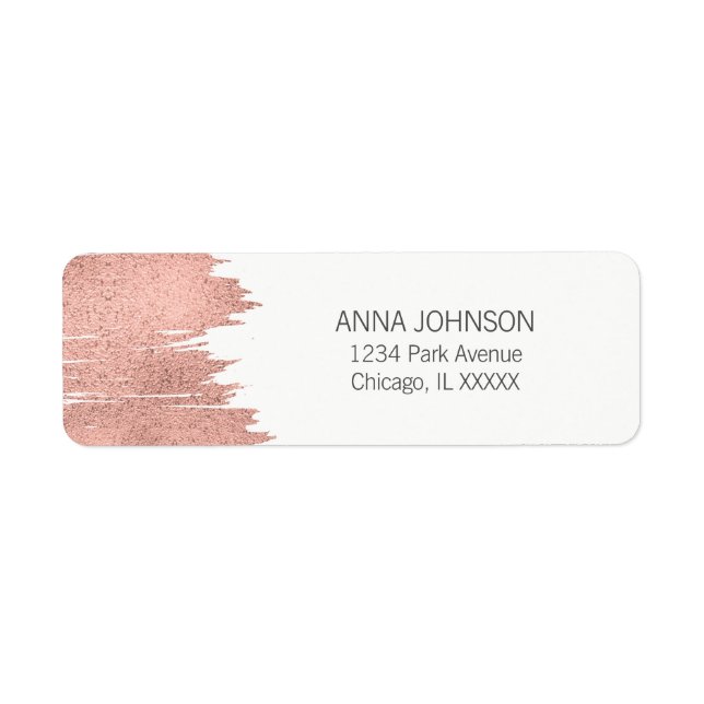 Rose Gold Brushstroke Bridal Shower Address Label (Front)