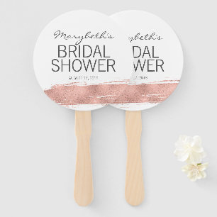 Rose Gold Brushstroke Bridal Shower Hand Fans