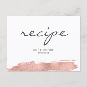 Rose Gold Brushstroke Bridal Shower Recipe Card