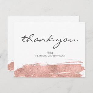 Rose Gold Brushstroke Bridal Shower Thank You Card