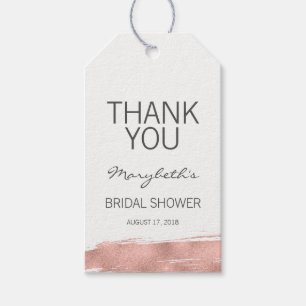 Rose Gold Brushstroke Bridal Shower Thank You Tags
