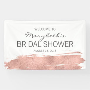Rose Gold Brushstroke Bridal Shower Welcome Banner