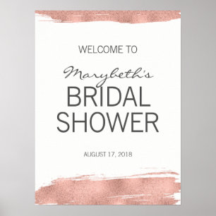 Rose Gold Brushstroke Bridal Shower Welcome Sign