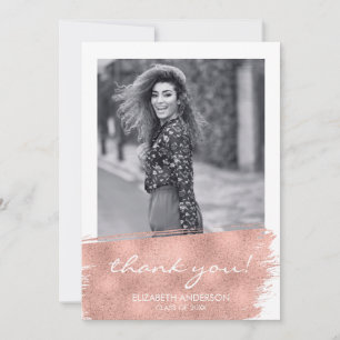 Rose Gold Brushstroke Graduation Thank You Card
