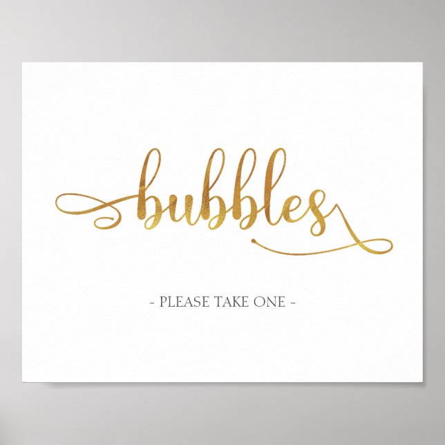 Rose Gold Bubble Send Off Poster - Wedding Sign (Front)
