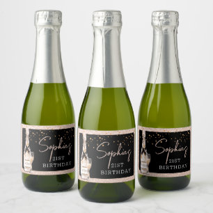 Rose Gold Bubbly Sparkling Wine Birthday Party Sparkling Wine Label