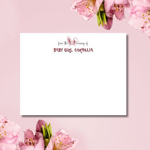 Rose Gold Bunny Ears Nursery Stationery Note Card