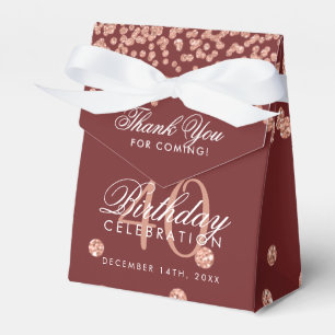 Rose Gold Burgundy 40 Birthday Thank You Confetti Favour Box