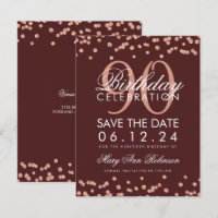 Rose Gold Burgundy 90th Birthday Confetti
