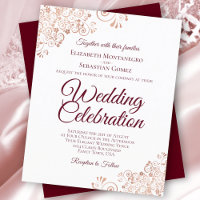 Rose Gold & Burgundy BUDGET Wedding Invite