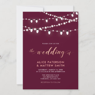 Rose Gold & Burgundy Chic Modern Wedding Ceremony Invitation