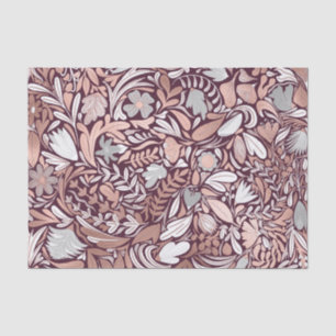 Rose Gold Burgundy Floral Illustration Pattern Tissue Paper