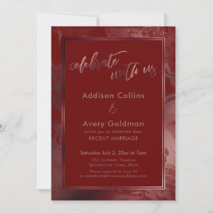 Rose Gold & Burgundy Marble Celebrate with Us Invitation